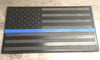 Metal American Flag on Gray Wood - Thin Blue Line