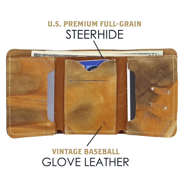 Vintage Baseball Glove Wallet - Trifold Style For the Sports Lover Fielder's Choice
