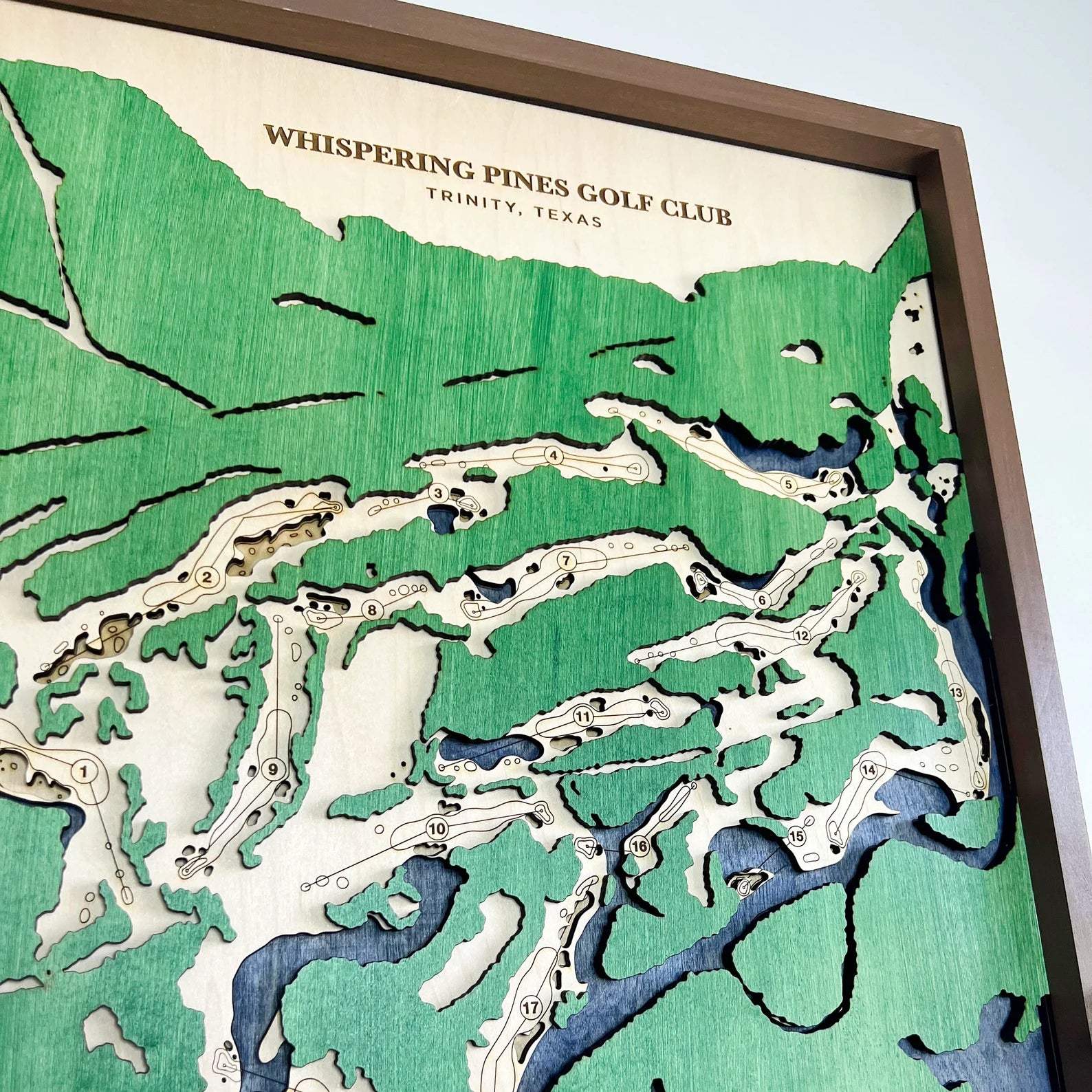 Whispering Pines Golf Club - Handmade Wood Course Map