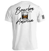 White T-shirt with Bourbon the Spirit of America back graphic and sleeve stripe
