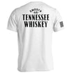 White short-sleeve T-shirt with Tennessee Whiskey graphic on back