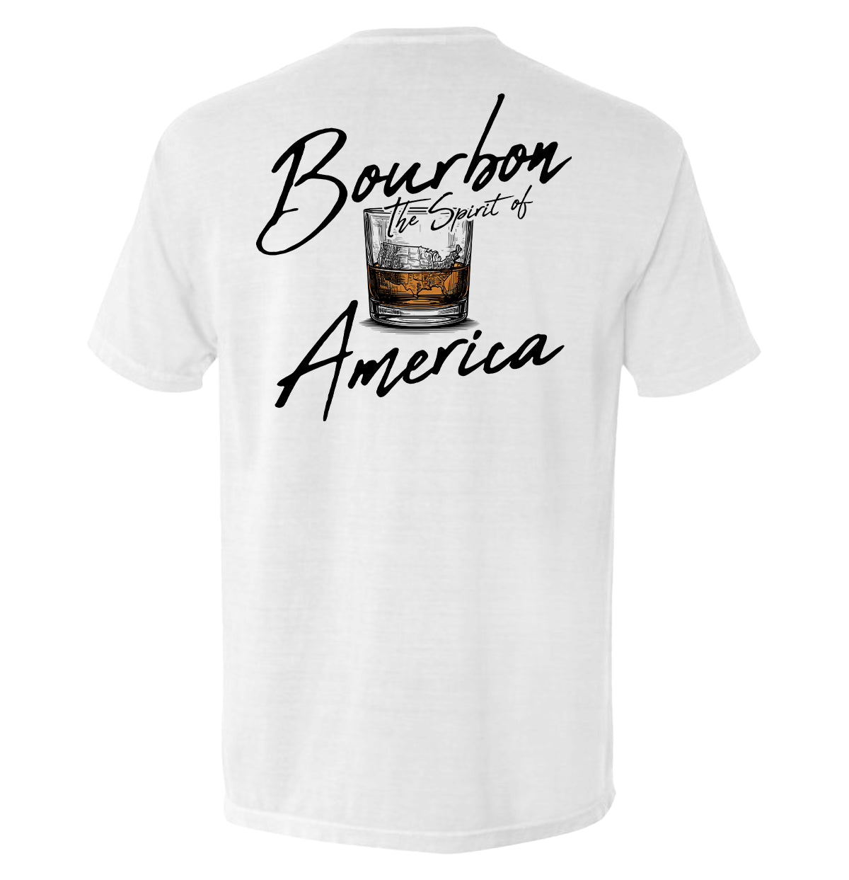 Ivory T-shirt with Bourbon the Spirit of America back graphic