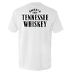White crew-neck T-shirt with large Tennessee Whiskey text on back