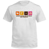 White T-shirt with multicolor “America Runs on Bourbon and Freedom” front graphic
