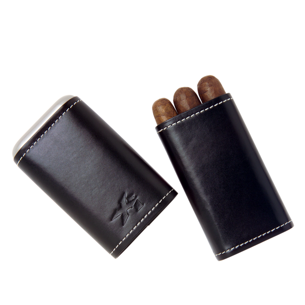 Xikar Envoy Triple Cigar Case For the Bar Quality Importers Black Leather
