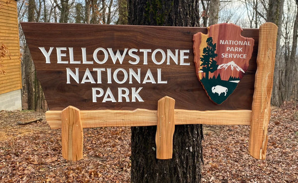 Yellowstone National Park – Wood Replica Entrance Sign For the Outdoorsman Tiny Wooden Signs