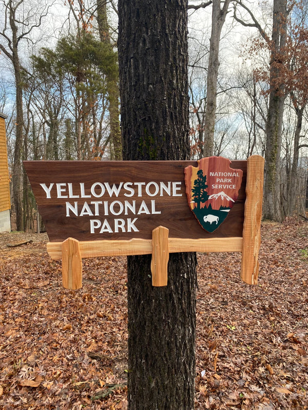 Yellowstone National Park – Wood Replica Entrance Sign For the Outdoorsman Tiny Wooden Signs