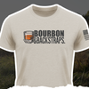 Sand crewneck graphic tee with Bourbon & Backstraps logo on front