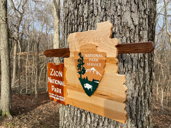 Zion National Park – Wood Replica Entrance Sign For the Outdoorsman Tiny Wooden Signs