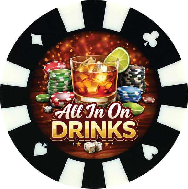 Poker Chip Drink Coasters – Giant Casino-Style Poker Coasters