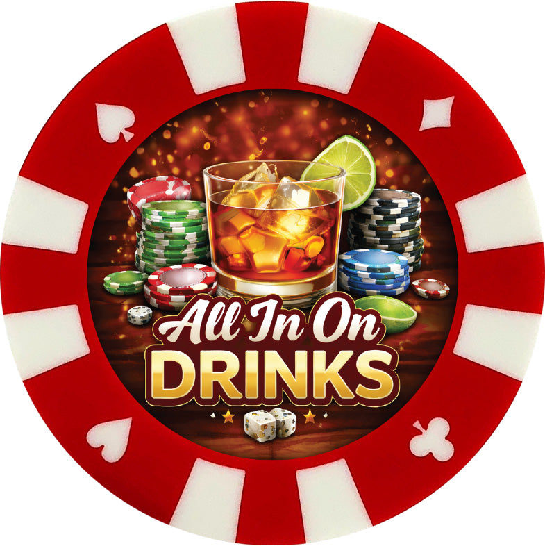 Poker Chip Drink Coasters – Giant Casino-Style Poker Coasters