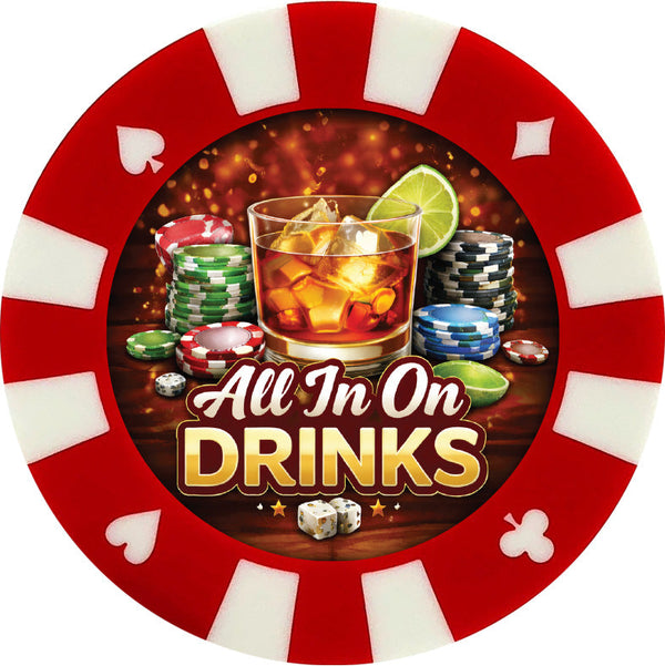 Poker Chip Drink Coasters – Giant Casino-Style Poker Coasters