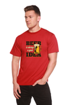 Men's short-sleeve graphic T-shirt in red with beer mug and “Beer Idea” print