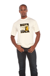 Men's short-sleeve graphic T-shirt in off-white with beer mug and “Beer Idea” print
