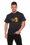 Men's short-sleeve graphic T-shirt in dark/black with beer mug and “Beer Idea” print