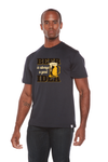 Men's short-sleeve graphic T-shirt, dark navy with gold beer pint graphic
