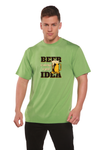 Men's short-sleeve graphic T-shirt, light green with beer pint text print