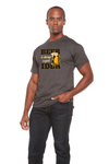 Men's short-sleeve graphic T-shirt, dark gray with beer pint text print