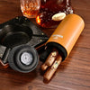 Cedar-Lined Travel Cigar Case with Humidifier & Hygrometer