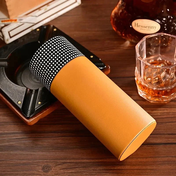 Cedar-Lined Travel Cigar Case with Humidifier & Hygrometer