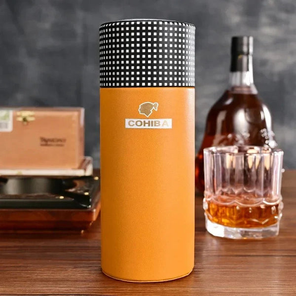 Cedar-Lined Travel Cigar Case with Humidifier & Hygrometer