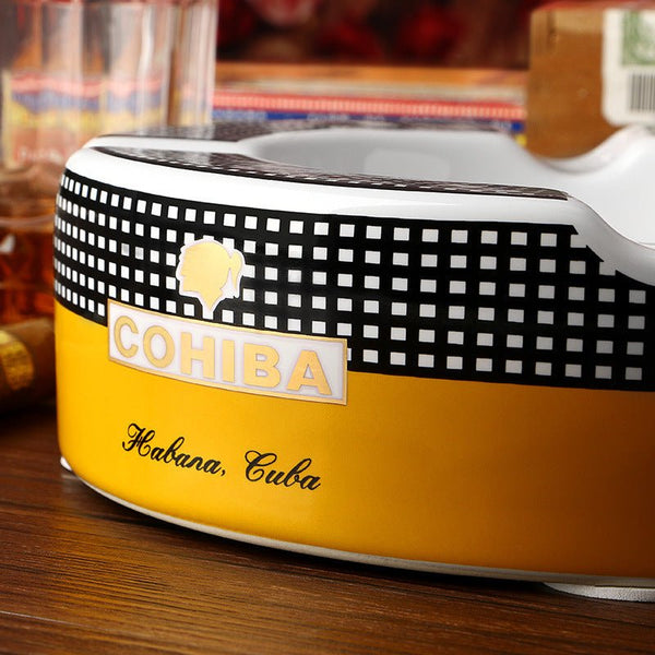 Cohiba-Style 4-Rest Ceramic Cigar Ashtray (Round, Luxury Finish)