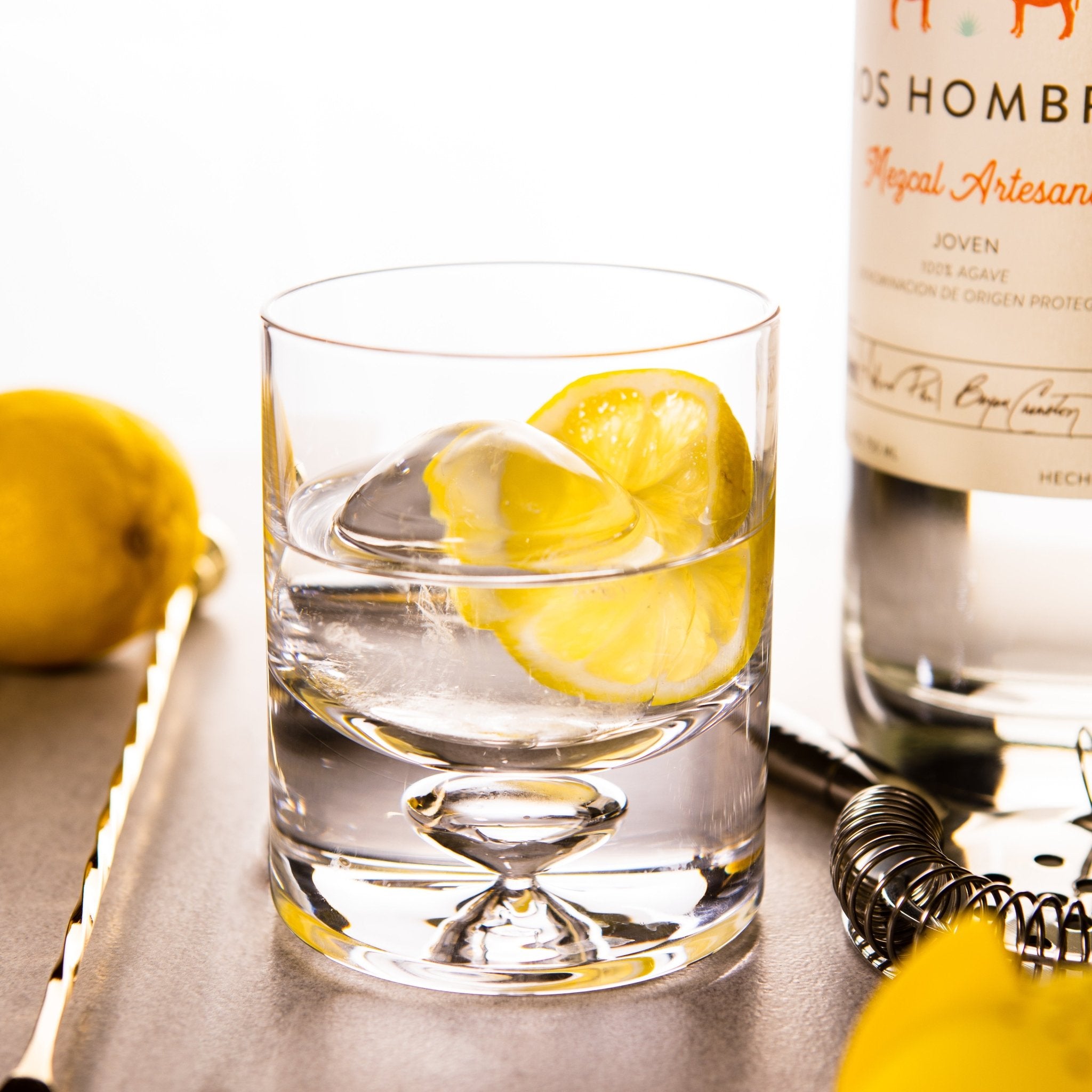 Crystal Bubble Heavy Base Whiskey Glass Tumbler - Set of 4 (9.5oz) For the Bar Lemonsoda