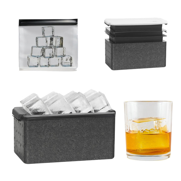 Crystal Clear Ice Cube Maker Tray - Eight 2" Squares Ice Cube Mold For the Bar Lemonsoda