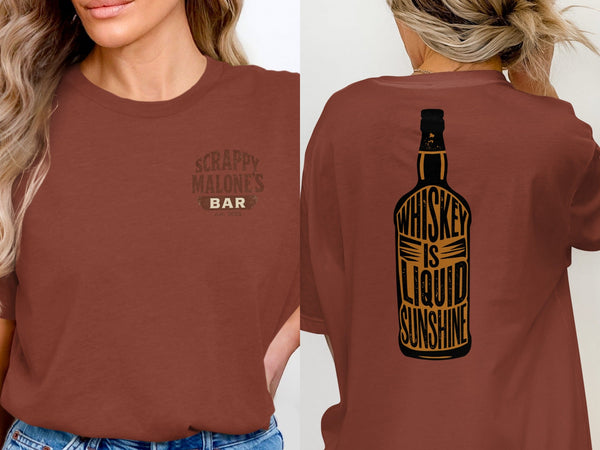 Whiskey Is Liquid Sunshine Bottle Design Graphic T-Shirt