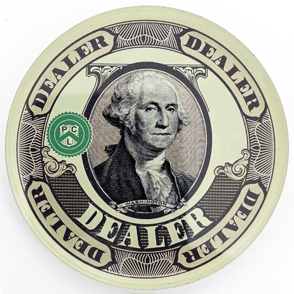 Crystal Poker Dealer Buttons - Dead Presidents