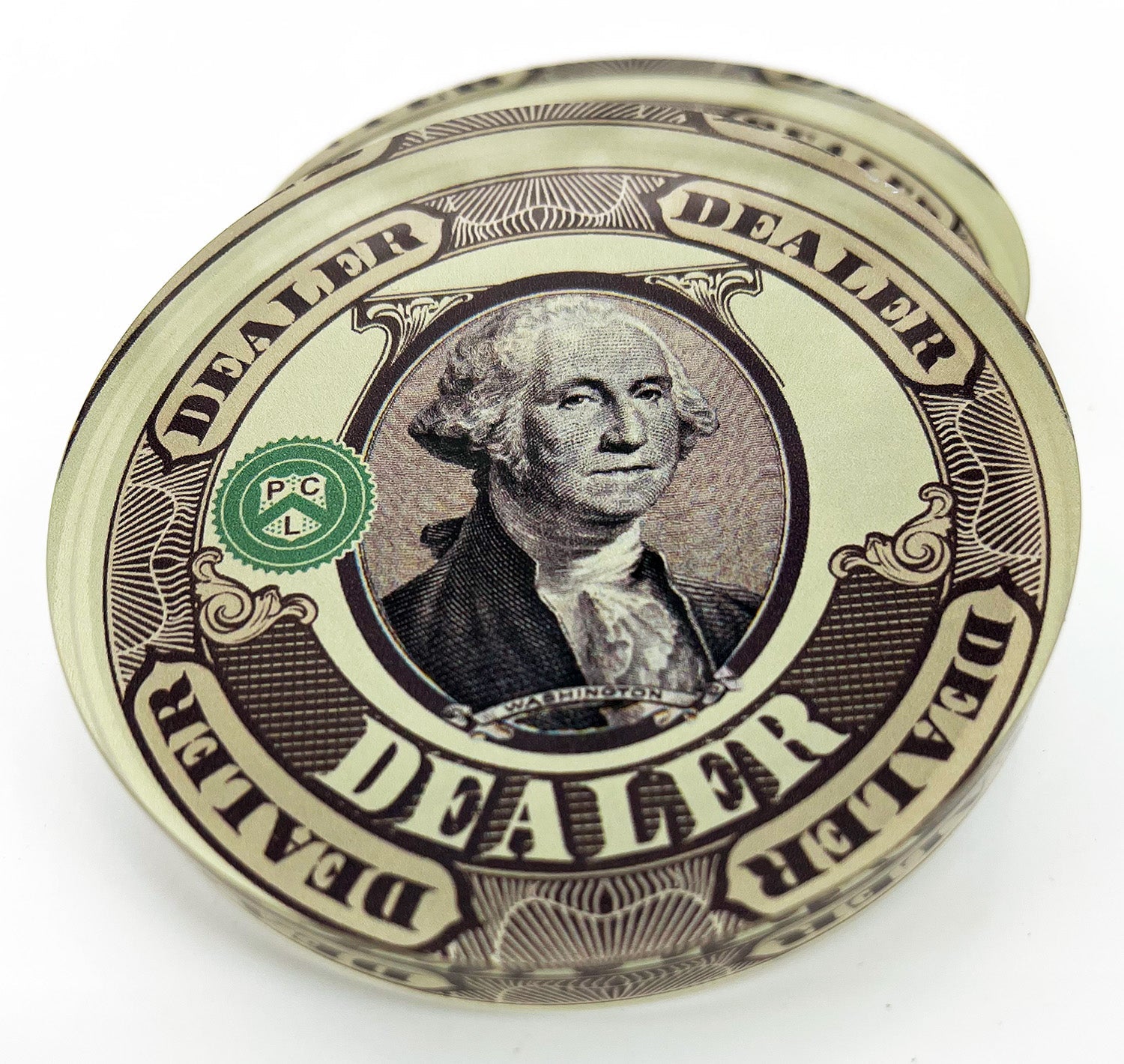 Crystal Poker Dealer Buttons - Dead Presidents