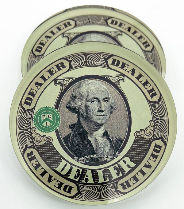 Crystal Poker Dealer Buttons - Dead Presidents