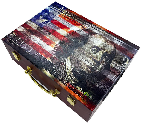 Dead Presidents - Premium 500 Capacity Mahogany Wooden Poker Chip Case
