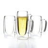 Double Walled Beer Drink Glass Mug with Handle - Set of 4 For the Bar Lemonsoda Set of 4