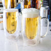 Double Walled Beer Drink Glass Mug with Handle - Set of 4 For the Bar Lemonsoda