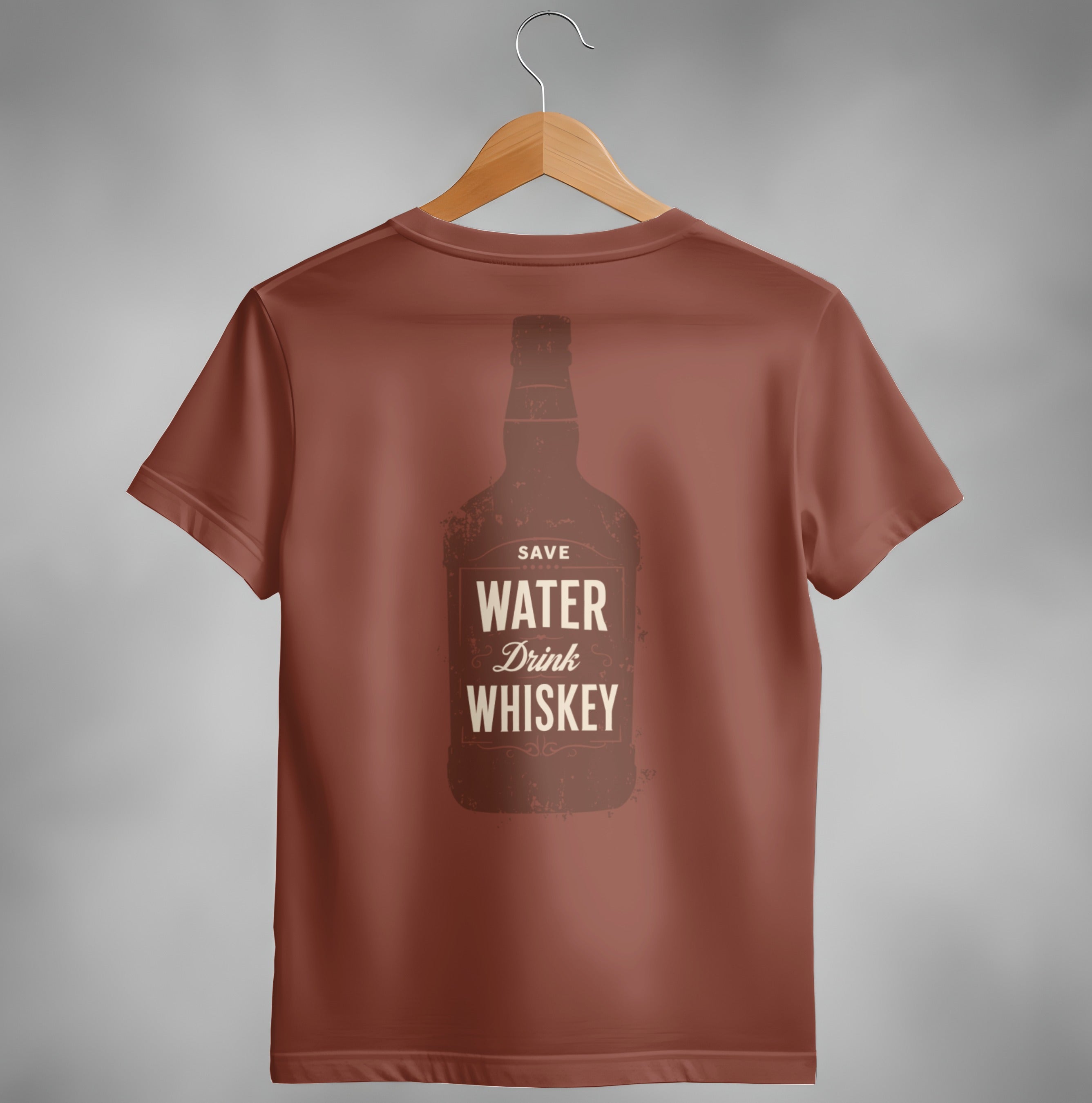 Save Water Drink Whiskey Funny Saying Graphic Bottle T-Shirt