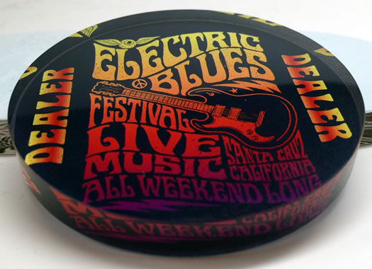 Crystal Poker Dealer Buttons - Electric Blues Festival