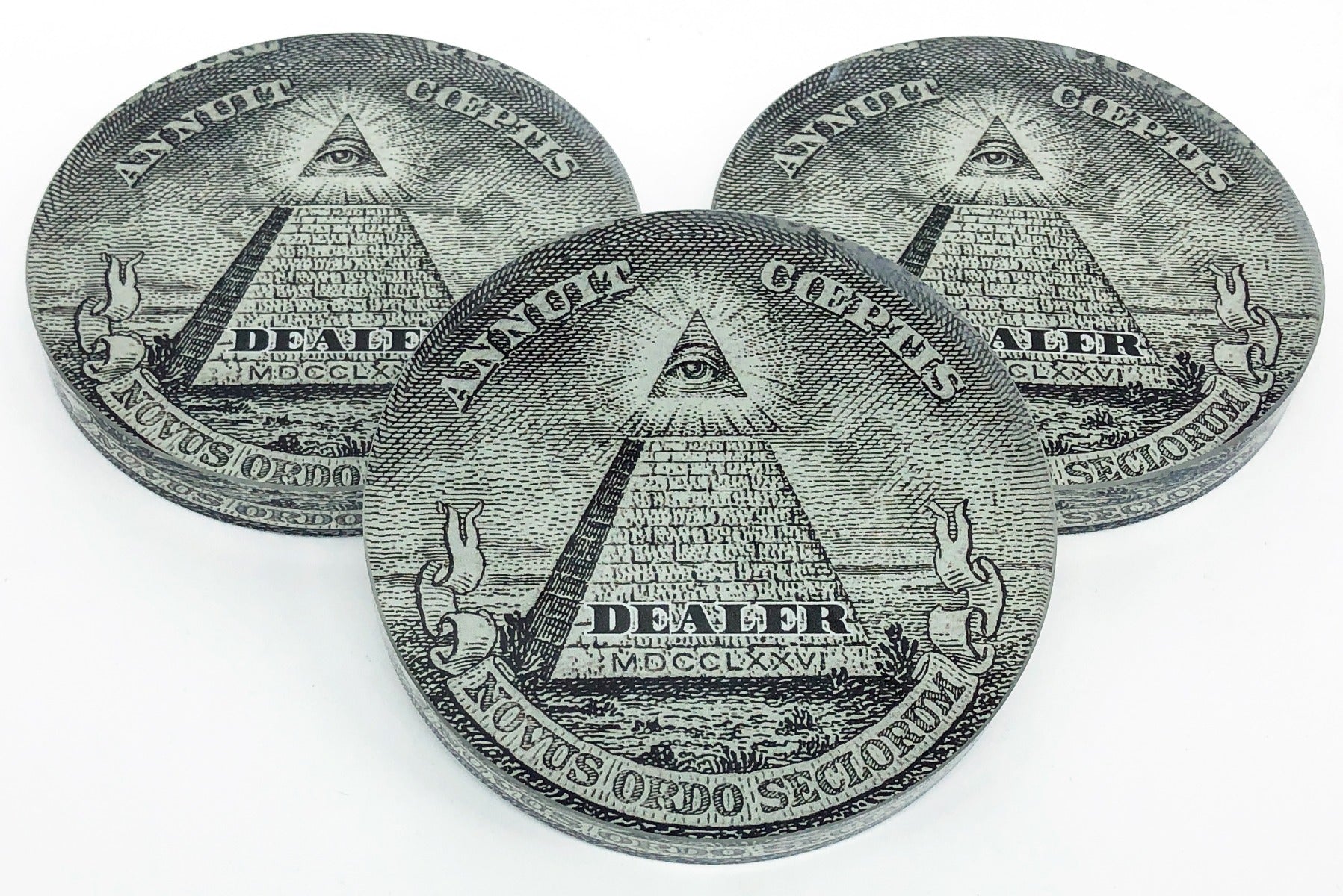 Crystal Poker Dealer Buttons - Eye Of Providence