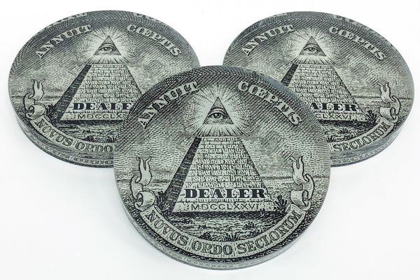 Crystal Poker Dealer Buttons - Eye Of Providence