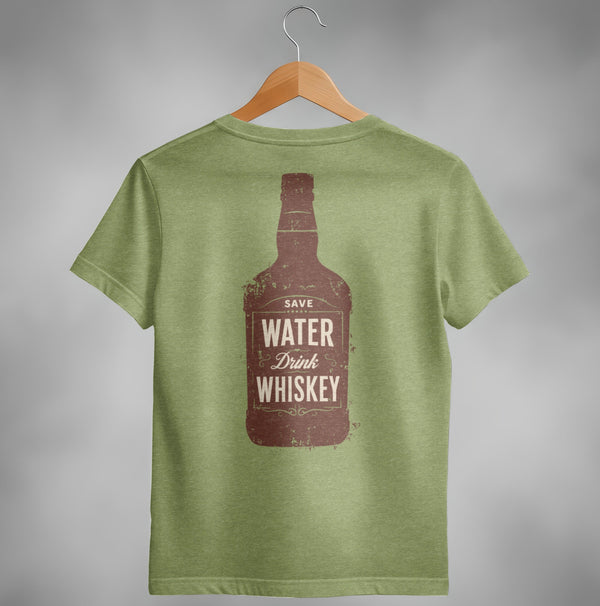 Save Water Drink Whiskey Funny Saying Graphic Bottle T-Shirt
