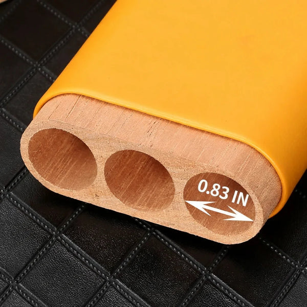 GALINER Leather & Cedar Wood Cigar Case – 3-Tube Portable Cigar Holder