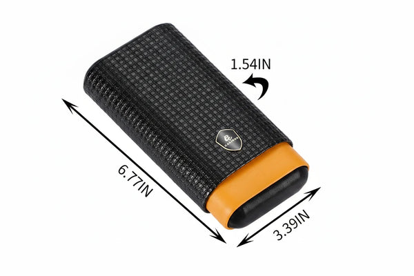 GALINER Leather & Cedar Wood Cigar Case – 3-Tube Portable Cigar Holder