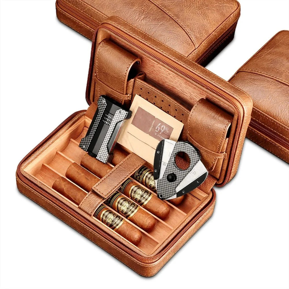 GALINER Travel Leather Cigar Humidor Case