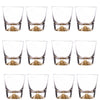 Whiskey Glasses Crystal Clear Gold Heavy Base Bourbon - Set of 4