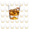 Whiskey Glasses Crystal Clear Gold Heavy Base Bourbon - Set of 4