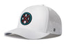 White 5-panel baseball cap with circular ARI logo patch and perforated side panels
