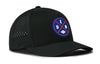 Black 5-panel snapback performance cap with Denver round patch and perforated side