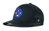 Navy 5-panel snapback performance cap with Denver logo, small side emblem, and perforations