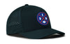 Dark teal 5-panel snapback performance cap with Denver circular logo and perforated side