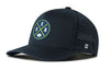 Navy 5-panel performance cap with SEA X A logo patch, perforated side and H mark